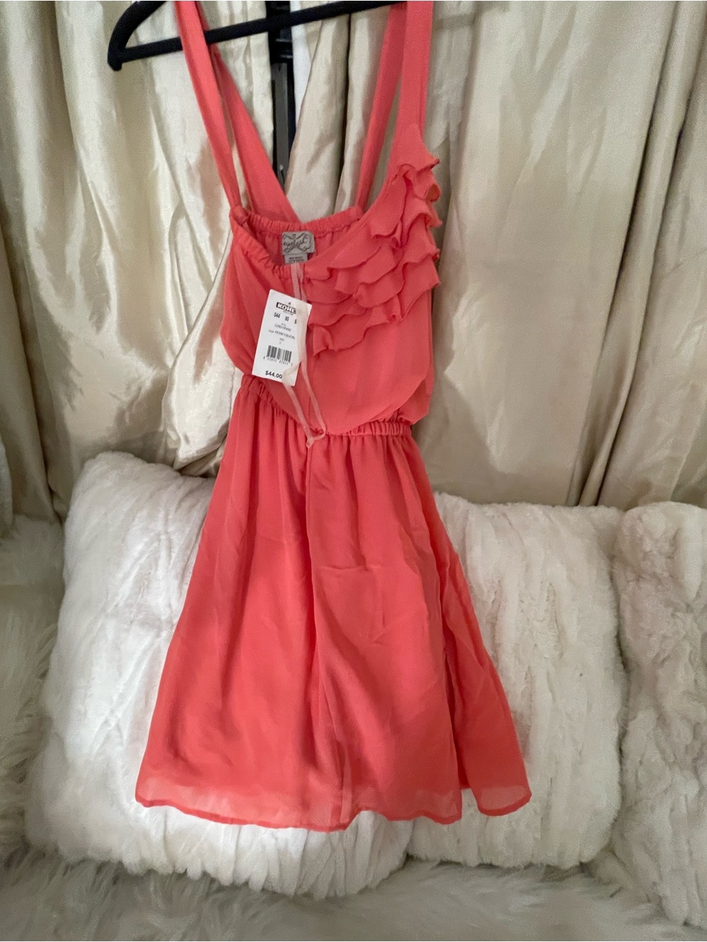 Cute Coral Ruffle-Front Sundress by Eyelash Couture